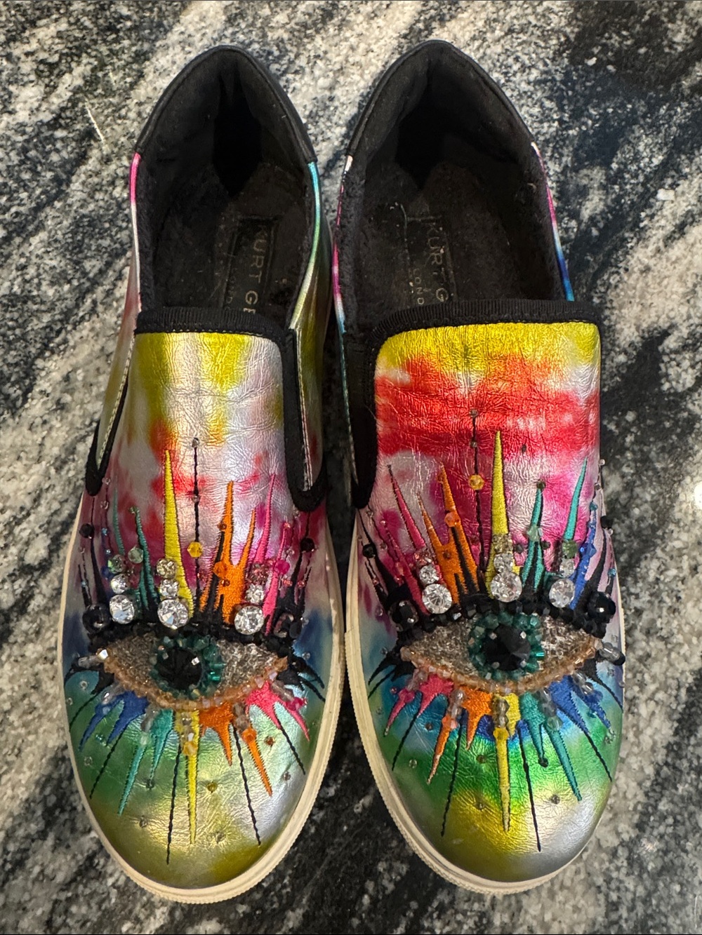 Kurt Geiger Kids Multicolor Eye Embellished Slip-On Sneakers